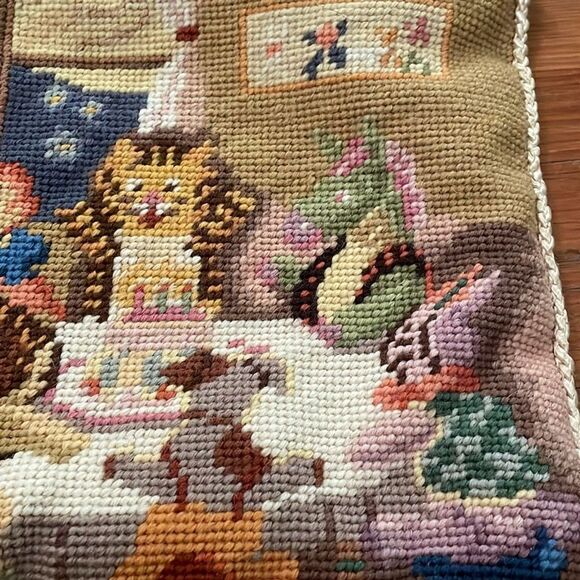 Katha Diddel Home Collection Animal Birthday Party Needlepoint Pillow 10x10 - Picture 7 of 8